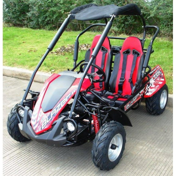 Trailmaster Blazer 200R Go Kart Youth Go Kart. Ages 10 and up, Mid Size Kids cart, Body Kit with Reverse. with Pre-Assembled Version Now! (Pre-Assembled, Red)