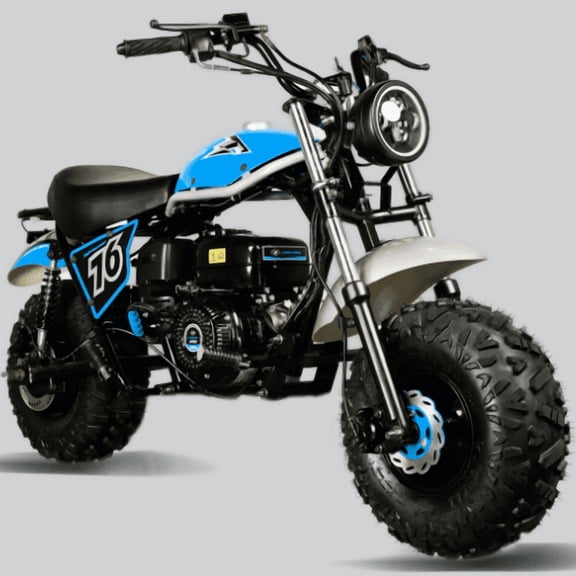 Trailmaster Hurricane 200 Pro Mini Bike, 196cc 4-Stroke Engine, Electric Start, Front & Rear Disc Brakes, LED Headlight, Max Speed 25 MPH (Blue)