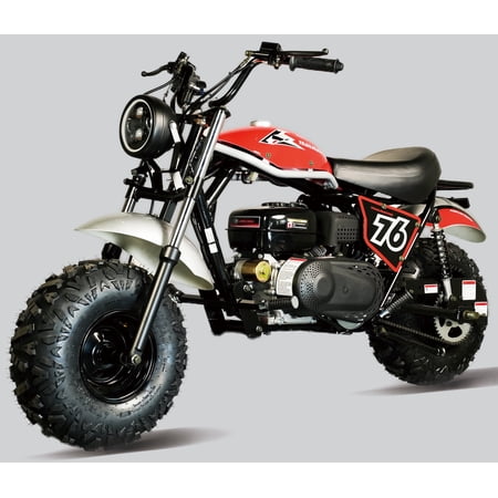 Trailmaster Hurricane 200 Pro Mini Bike, 196cc 4-Stroke Engine, Electric Start, Front & Rear Disc Brakes, LED Headlight, Max Speed 25 MPH (Red)
