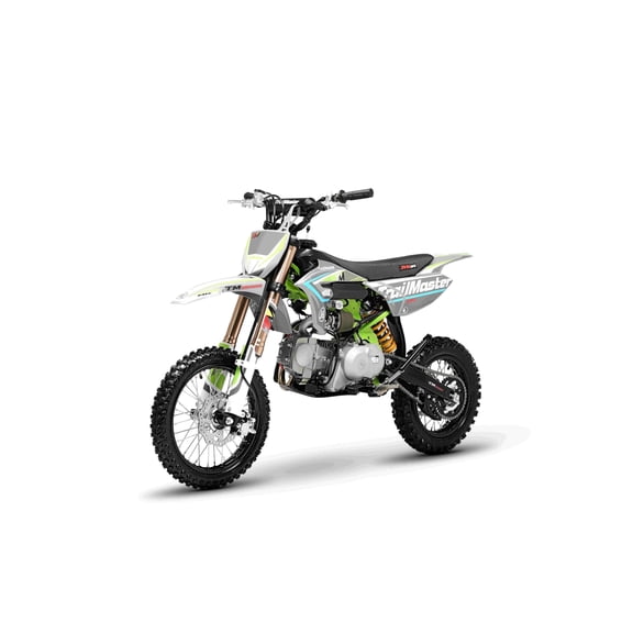 Trailmaster JHL Pro Series TM MK125 Dirt Bike Electric Start, Extended Frame, 14 inch Front tire, 29.5 seat Height Manual Trans (Green)