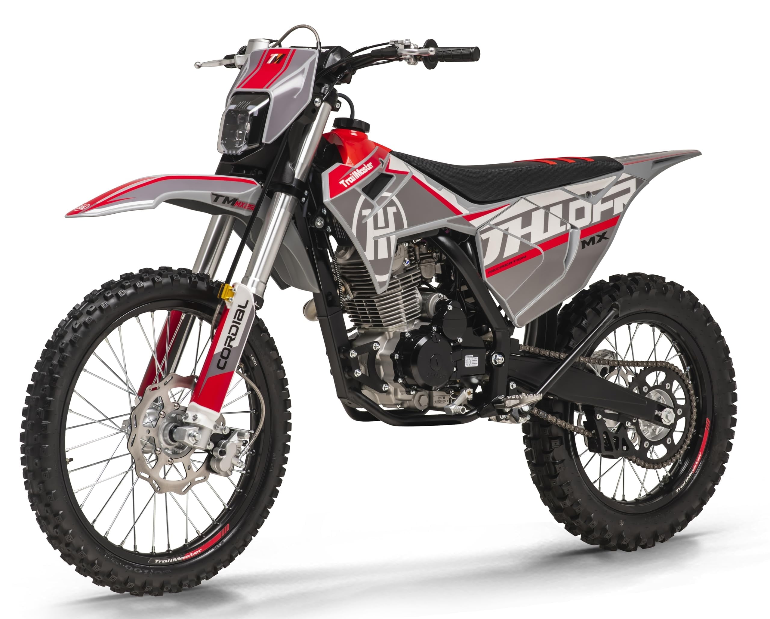 Trailmaster JHL Pro Series TM MX250 Dirt Bike Electric Start, Extended Frame, 21 inch Front tire, 35.4" seat Height Manual Trans (Red)