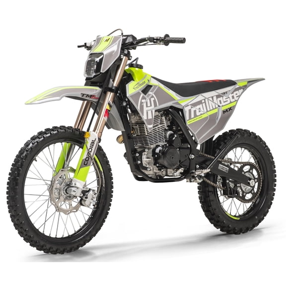 Trailmaster JHL Pro Series TM MX250 Pro Dirt Bike Electric Start, Extended Frame, 14 inch Front tire, 29.5 seat Height Manual Trans (Green)