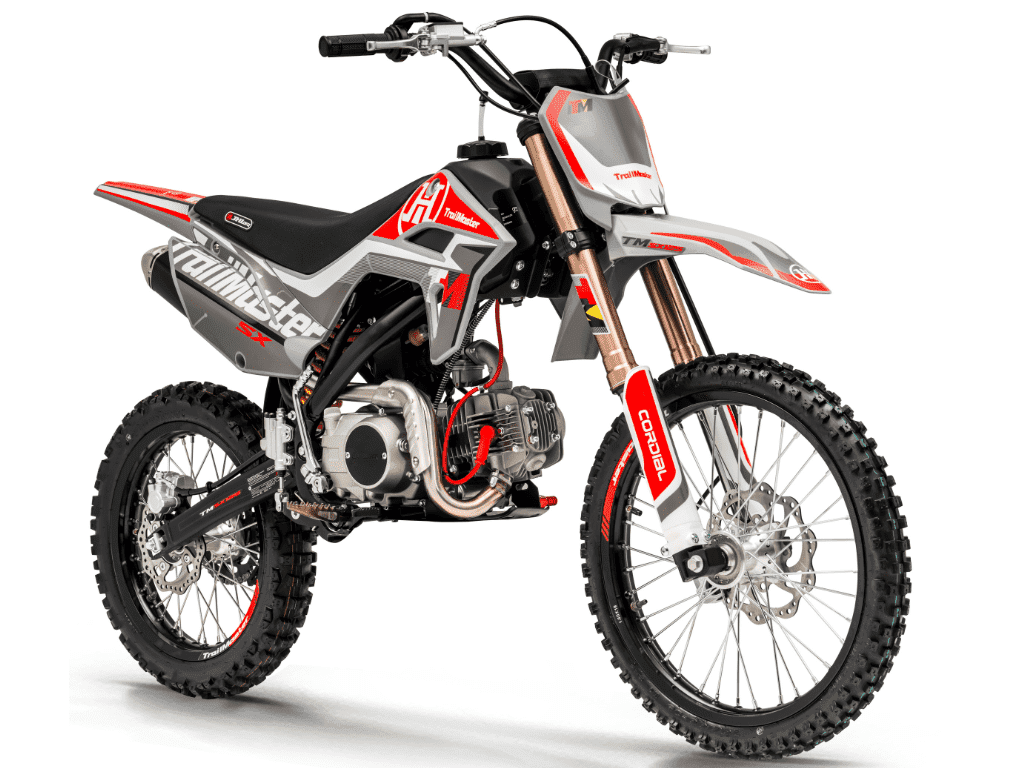 Trailmaster SX125 Dirt Bike, 124cc, Max Speed 50 mph, Ages 16+, 4-Speed Manual, Air-Cooled Engine, Electric & Kick Start, 19/16 Tires, 32.7" Seat Height (Red)