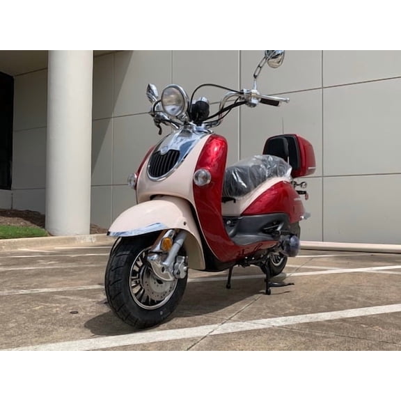 Trailmaster Sorrento 50 Retro Style Gas Powered Scooter, 49.6cc, Electric Start, Up to 35 MPH, (Pre-Assembled, Red)