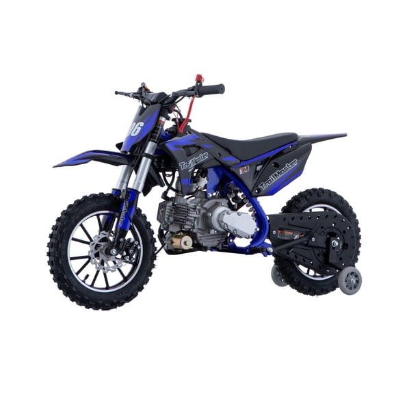 Trailmaster TM-06 Dirt Bike with CVT Transmission, Electric Start, Disc Brake! 10" Wheels! with Free Training Wheels! (Blue)