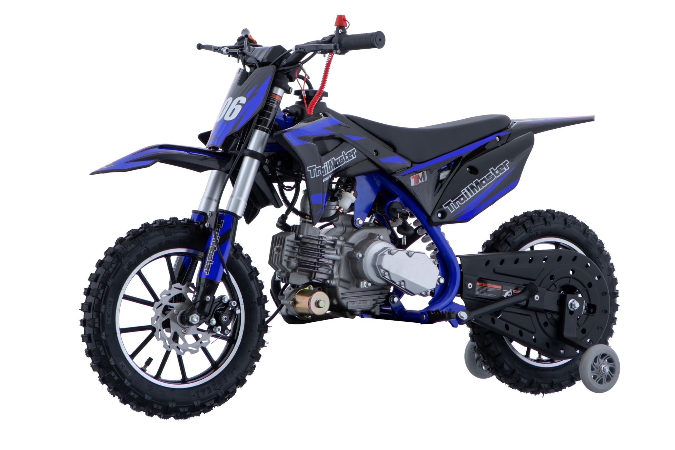 Trailmaster TM-06 Dirt Bike with CVT Transmission, Electric Start, Disc Brake! 10" Wheels! with Free Training Wheels! (Blue)
