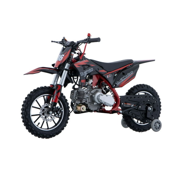 Trailmaster TM-06 Dirt Bike with CVT Transmission, Electric Start, Disc Brake! 10" (Red)