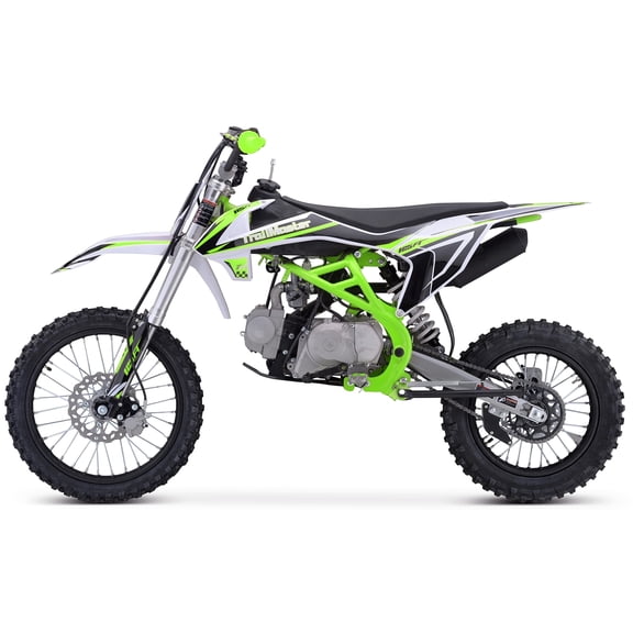 Trailmaster TM29 Dirt Bike Electric Start, Extended Frame, 17 inch Front tire, 33.5 seat Height Manual Trans (Green)