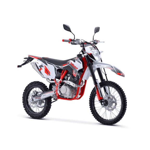 Trailmaster TM31X PRO 250 Dirt Bike, 223cc Engine, 34.6" Seat Height LED Headlight, Tail Lights, Turn Signals, Side View Mirrors, 5 Speed Manual Trans, Digital Dashboard (Red)