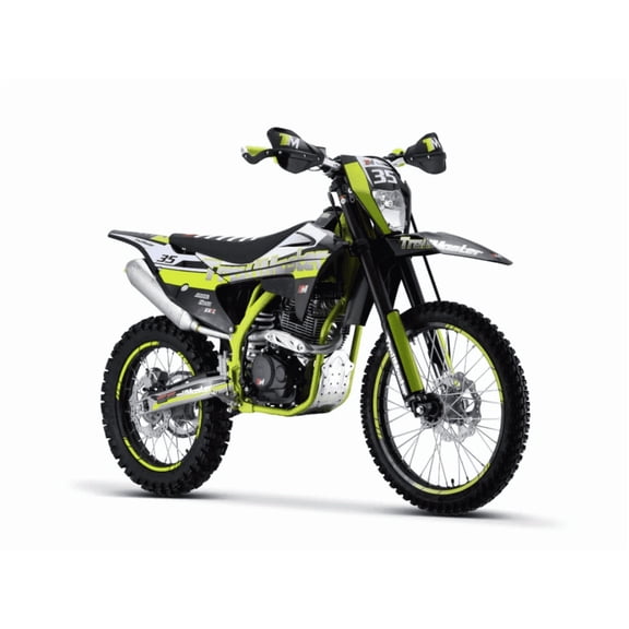 Trailmaster TM35 Dirt Bike, 250cc Engine, 5-Speed Manual, Electric Start, LED Headlight, 21" Front Tire, 36" Seat Height (Green)