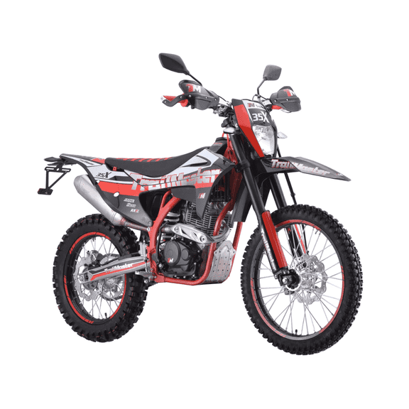 Trailmaster TM35X 250cc, Dual Sport Dirt Bike, 5-Speed Manual, Electric & Kick Start, LED Headlight, 21" Front Tire, 36.2" Seat Height (Red)
