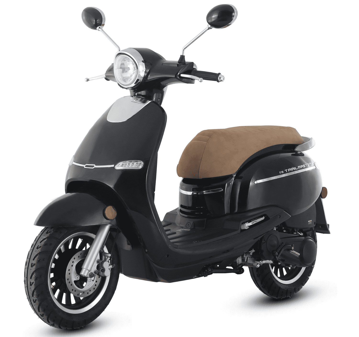 Trailmaster Turino 200 Scooter, 170cc, Automatic CVT Transmission, Electric/Kick Start, LED Lights, LCD Gauges, 12-Inch Aluminum Rims (Black)