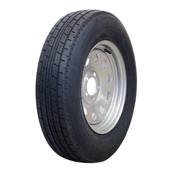 Trailquest 15" 6 ply Radial Trailer Tire & Wheel - ST 205/75R15 5 Lug (Silver Mod) 5x4.5 Bolt Pattern