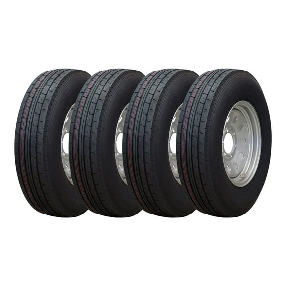 Set of (4) Trailquest 16" 10 ply Radial Trailer Tire & Wheel - ST 235/80 R16 6 Lug (Silver Mod)