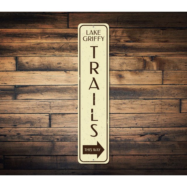 Trails This Way Sign Vertical Lake Name Sign Arrow Lake House Sign Lake