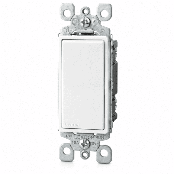 Trailvora 15 Amp, 120/277 Volt, Decora Rocker Single-Pole Ac Quiet Switch, Residential Grade, Grounding, Outdoor Light Switch White