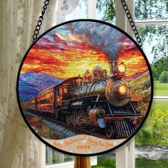 Train 15 Stained Glass Suncatcher Ornament, Xmas Hanging Ornament, Mother’S Day Ornament, Valentine Ornament Gift, Celebration Hanging Decor, Keepsake 2025