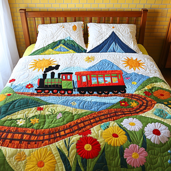 Train 3-Piece Quilted Bedding Set