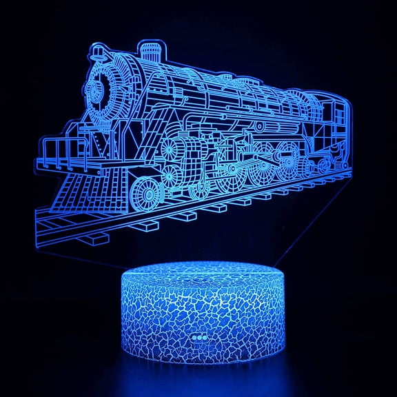 Train 3D Night Light 16 Color Change Lamp Acrylic Flat ABS Base USB Charger Home Decoration Toy Brithday Xmas Kid Children Gift
