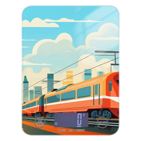 Train Airplane Sky Food Scale Digital Kitchen Scale Waterproof Tempered Glass Tare Function 11 lb for Baking Cooking Meal Prep