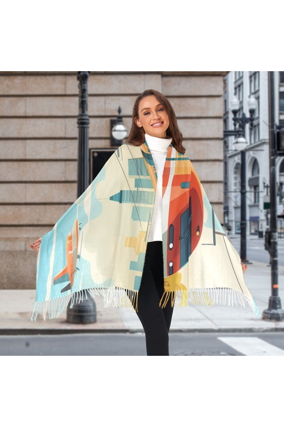 Train Airplane Sky Winter Scarf for Women Fashion Warm Long Soft Blanket Scarves Gifts