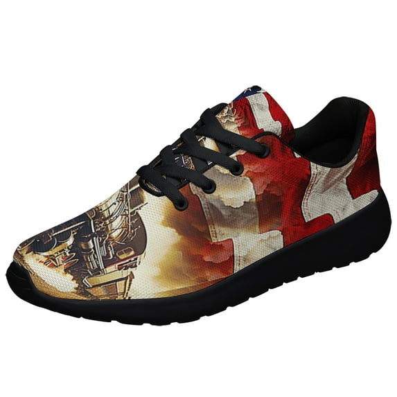 Train American flag Shoes Sneakers Black Size 6