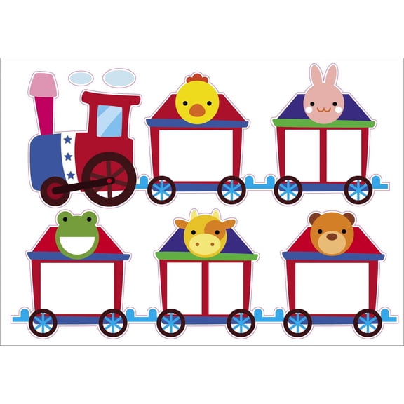 Train and Animal Style Education Easy Peel and Stick DIY Wall Decal Adhesive Sticker for Home, Office, Workplace, Spa, Nail Salon, Beauty Salon, Nursery, Playroom and Classroom Decor