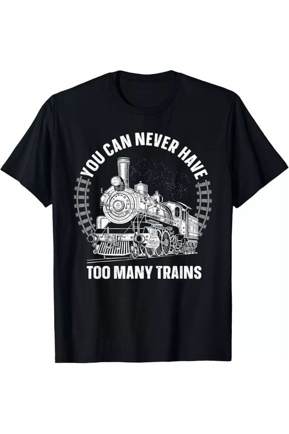 Train Art Railroad Model Train Gift Men's Unisex Cotton T-Shirt Size S-5XL