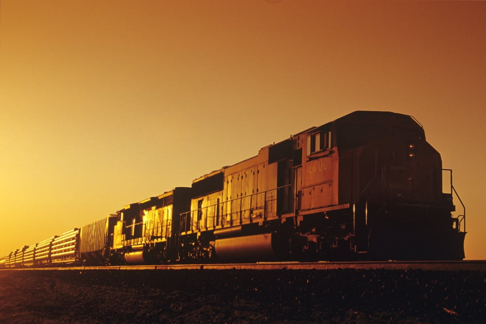 Train At Sunrise Near Winnipeg Manitoba Canvas Art - Dave Reede Design Pics (17 x 11)
