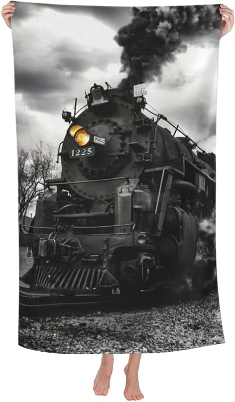 Train Beach Towel Large Sand Free Quick Dry Bath Towels Gift for Pool Bathroom Travel Cruise Ship Essentials