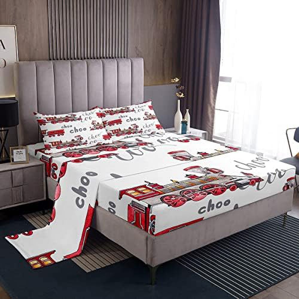 Train Bed Sheets Set Kids Cartoon Car Sheet Set Boys Girls Train Travel