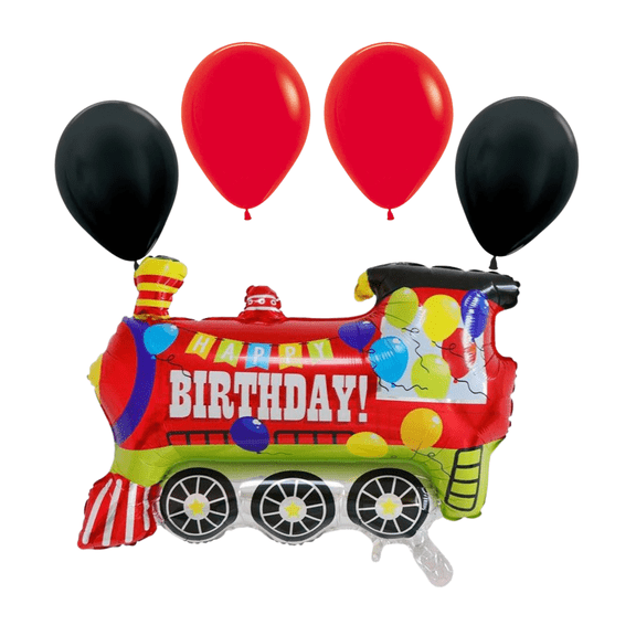 Train Birthday Party Decoration Balloon Set Red Black Kids Celebration