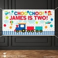 thumbnail image 1 of Train Birthday Vinyl Banner Choo Choo I'm Two Backdrop, 1 of 3