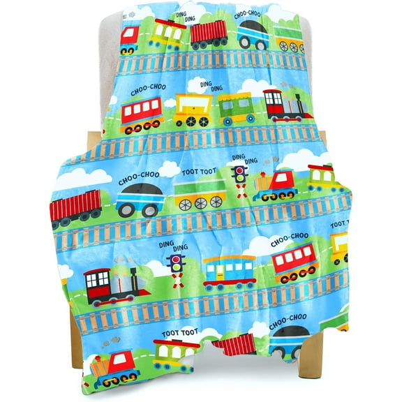 Train Blanket for Boys Girls, Kids Toddler Blanket for Nap Daycare Small Soft Warm Plush Fleece Blanket Birthday Throw 40x50