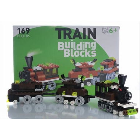 Train Building Blocks 169 Piece Engine and 2 Cars