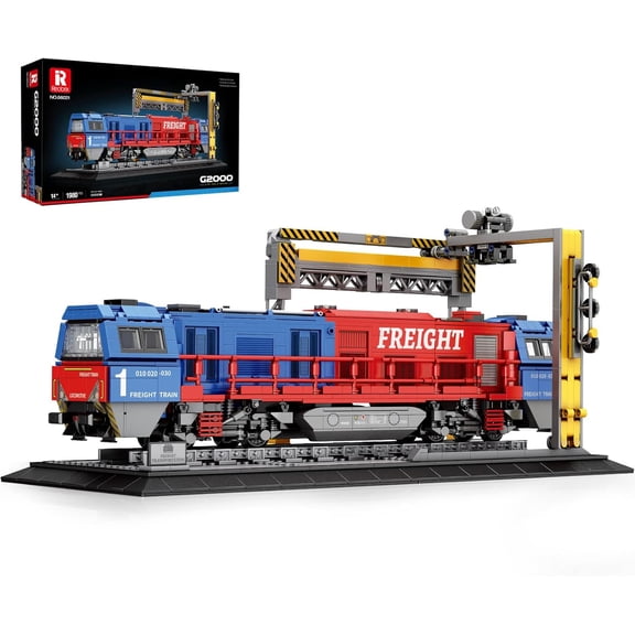 Train Building Sets with Base,G2000 Freight Train,Locomotive City Truck Model Kit 66021,Model for Adult Car Lovers,Gift Ideas for Girls Boys Home Dcor,1980 PCS
