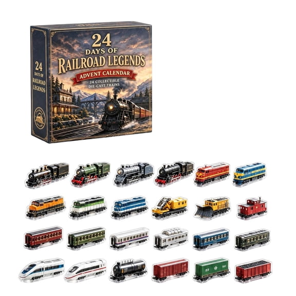 Train Christmas Advent Calendar 2026, 24 Collectible Die Cast Train Hanging Ornaments, Holiday Countdown Gift for Student, Fun Interactive Xmas Surprise Play Set