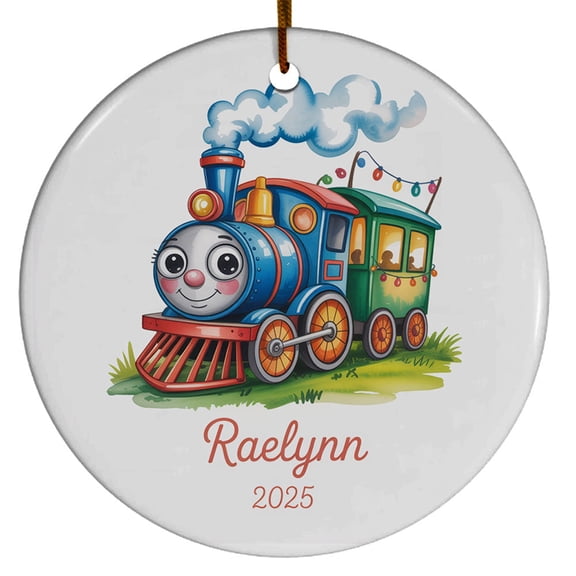 Train Christmas Ornament 2025, Custom Name Text Year Christmas Ornament for Kids Train Lover, Cute Locomotive Xmas Tree Keepsake, Funny Train Christmas Ornament Gift for Baby