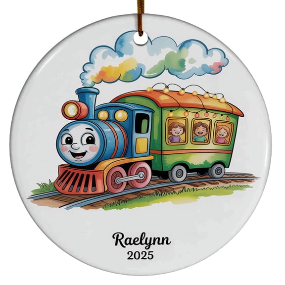 Train Christmas Ornament 2025, Custom Name Text Year Christmas Ornament for Kids Train Lover, Cute Locomotive Xmas Tree Keepsake, Funny Train Christmas Ornament Gift for Baby