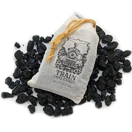 Train Coal Candy, Black Cherry Rock Candy Crystals, 2 Ounce Drawstring Bag