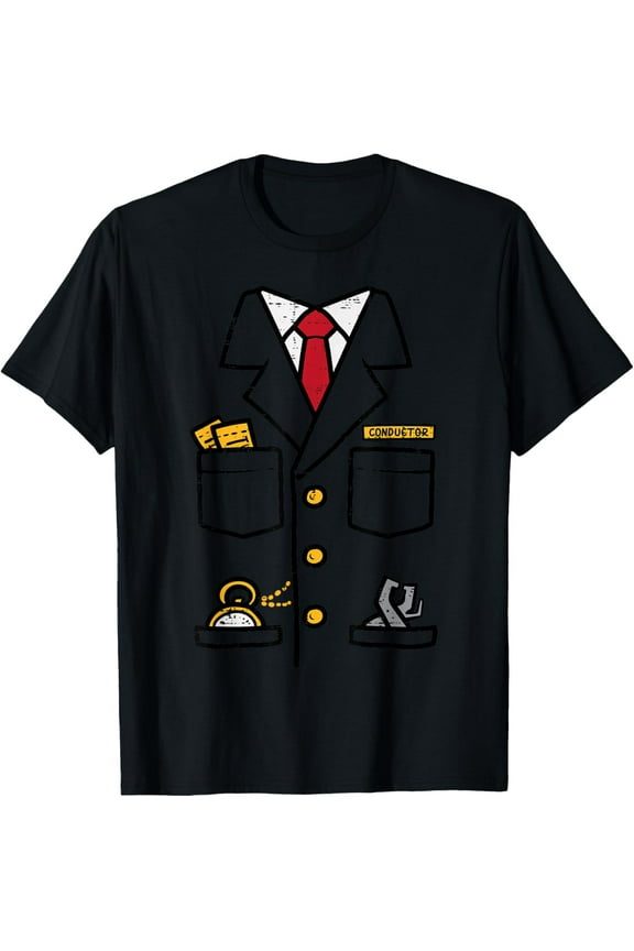 Train Conductor Costume Locomotive Railroad Men Boys Kids T-Shirt