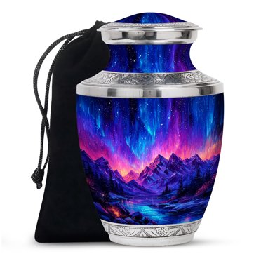 Galaxy Teardrop Urn For Human Ashes – Metal Cremation Urn With Velvet Bag – 6 Inch