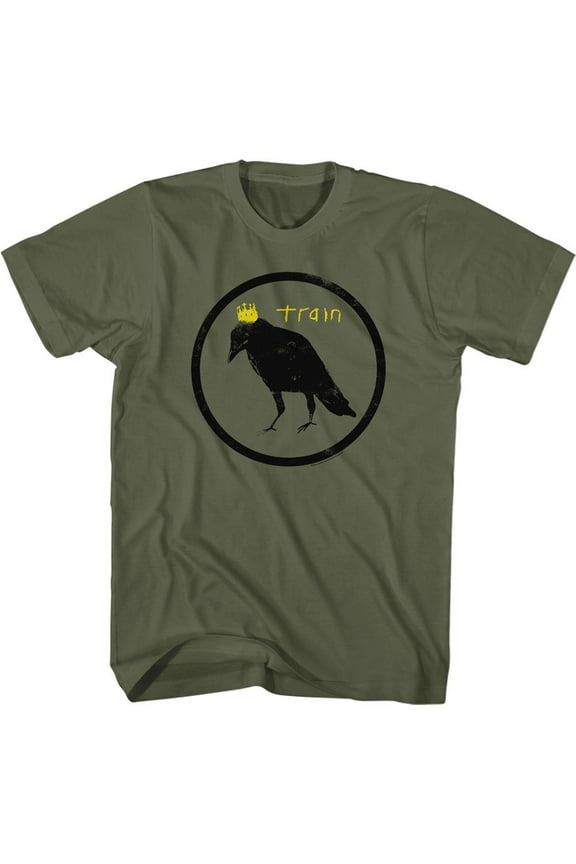 Train Crow and Crown In Circle Military Green Adult T-Shirt