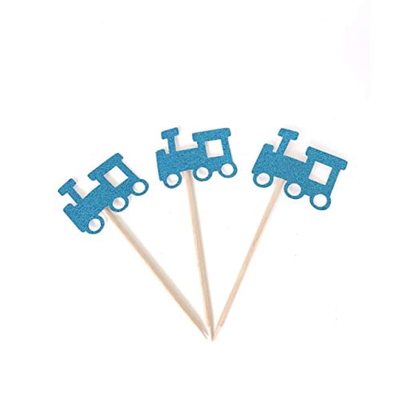 Train Cupcake Toppers 12 Pack  Choo Choo Train Cake Picks for Birthday Party, Baby Shower & Railroad Theme Decorations