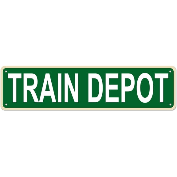 Train Depot Metal Tin Sign Funny Vintage Slim Street Tin Signs 16 x 4 Inch Wall Art Decor Iron Poster for Home Farmhouse Bar Cafe Garage Rusitc Gifts.jpg