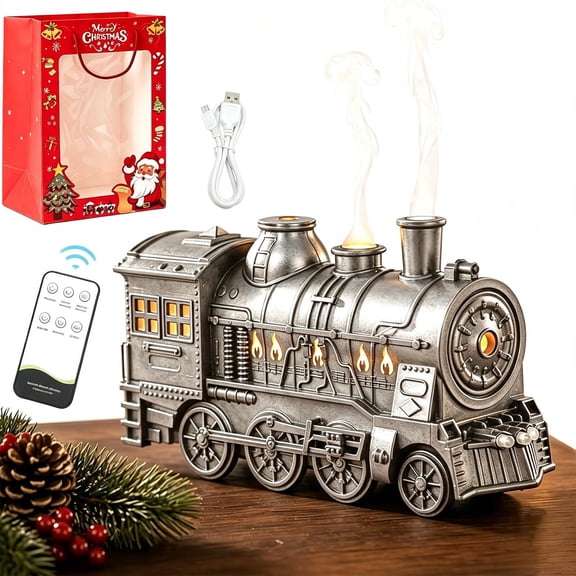Train Diffuser - 300ml Christmas Train Diffuser, Train Diffusers for Essential Oils with 2 Color LED & Remote Control, Trains Humidifier with 2/8-Hour Timer Auto Shut-Off for Bedroom