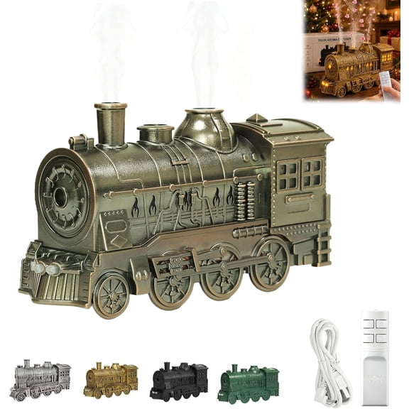 Train Diffuser, 300ml, Christmas Train Diffuser, Vintage Steam Train Essential Oil Diffuser, with Remote with Dual-Color Led Light,Ultra-Quiet and Auto Shut-Off for Home Office,C
