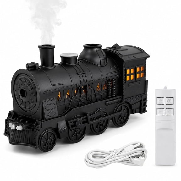 Train Diffuser-300ml Vintage Steam Train Aromatherapy Humidifier, with Dual-Color LED Light, 2 Mist Modes Remote Control, Aromatherapy Humidifier for Home Decor Copper