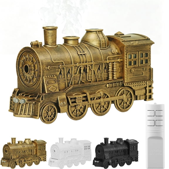 Train Diffuser, 300ml Vintage Steam Train Essential Oil Diffuser with Remote Control and LED Light