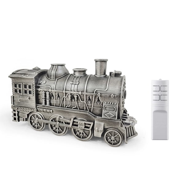 Train Diffuser, 500ml Vintage Steam Train Essential Oil Diffuser, Christmas Train Air Diffuser Aromatherapy Humidifier with Remote Control, 2-8 Hours Auto Shut-Off(Silver)